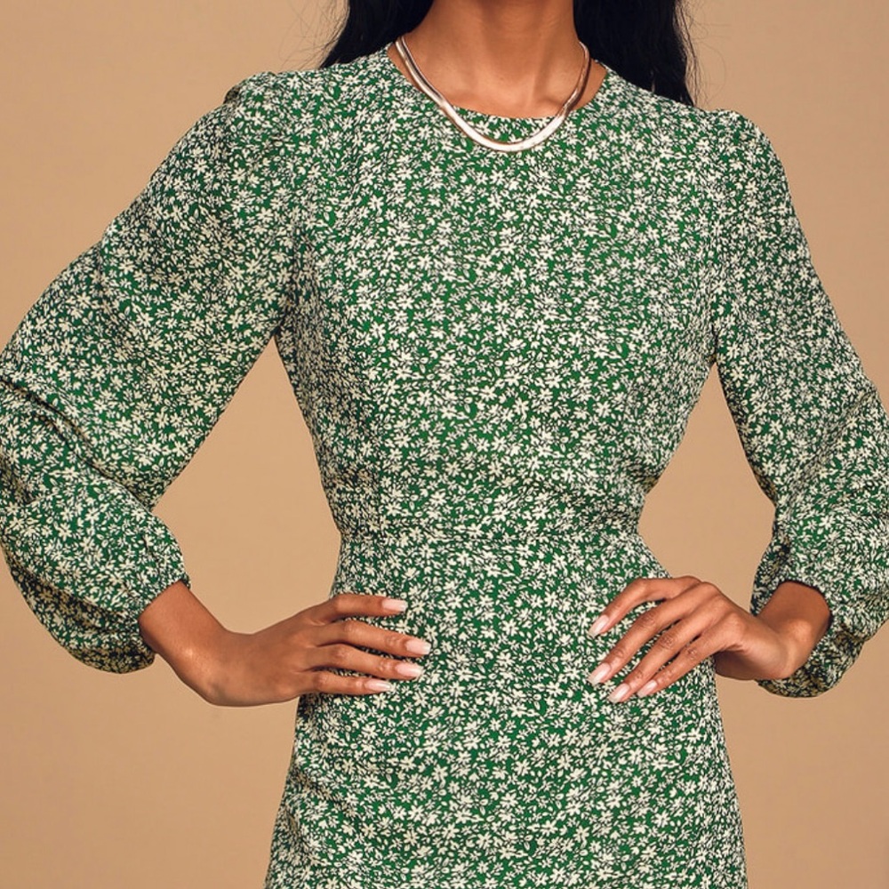 Lulus Floral Green Dress